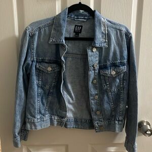 Gap cropped distressed denim jacket size small